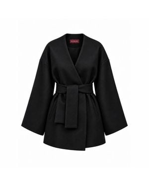 Mandragora Oversized Wool Kimono With Belt Arke - Black