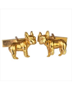 Simon Kemp Jewellers French Bulldog Cufflinks Eighteen Carat On Solid Sterling - Metallic