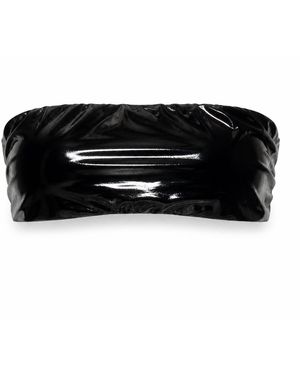 Serotoninn Nightlife Patent Vegan Leather Bandeau Top - Black