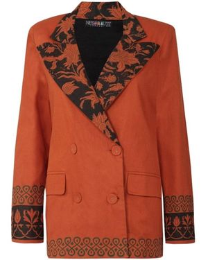 Nesavaali Rust Oversized Double-Breasted Blazer - Orange