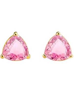 Juvetti Trillion Sapphire Solitaire Stud Earrings - Pink