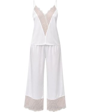 Oh!Zuza Grace Satin Viscose Pajama Set Lace Cream - White