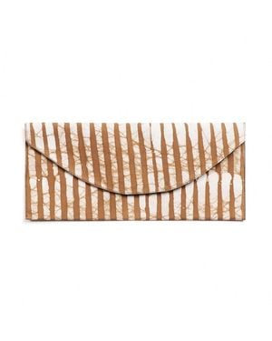 Variously Oak Stripes Cotton Wax Block Printed Envelope Pouch - Brown