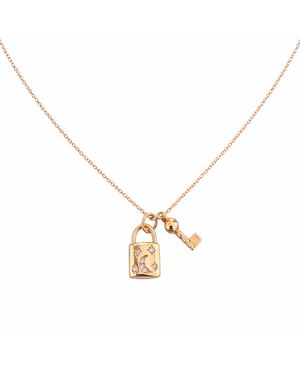 Ecce | Artisan Diamonds Solid 14Ct Key Lock Diamond Chain Necklace - Metallic