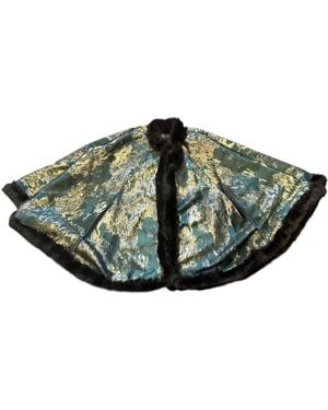 Suki Wang London Wool Silk Poncho - Green