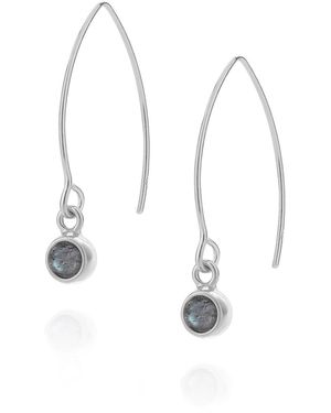 Nellou Jewellery Labradorite Gem Dot Arc Earrings - Metallic