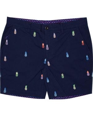 lords of harlech Edward Navy Pineapples Embroidery - Blue