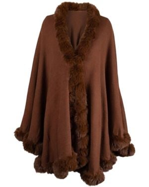 Saachi Faux Fur Cape Sienna Kimono - Brown