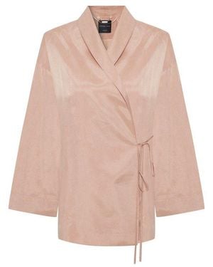Exquise Neutrals Regular Relaxed Fit Modal Wrap Tie Molly Jacket - Pink