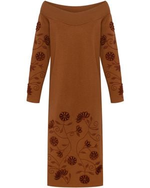 Annabo Etherea Merino Wool Knit Midi Dress - Brown