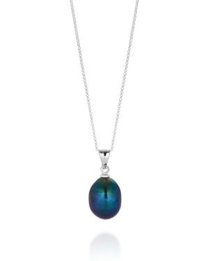 Nellou Jewellery Ellen Peacock Pearl Drop Necklace - Blue