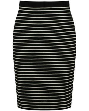 Conquista Striped Pencil Skirt - Black