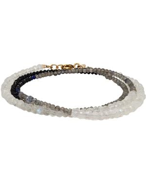 Lori Kaplan Design Triple Wrap Monochromatic Moonstone, Labradorite, Spinel Bracelet Or Necklace - Metallic