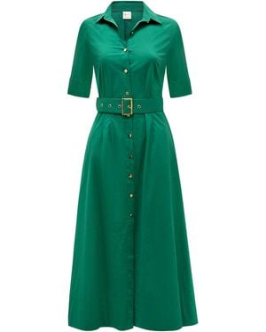Why Mary Shirt Dress Midi - Green
