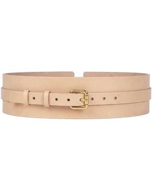 Haute Cuir Neutrals Nude Athea Wide Leather Belt - Natural