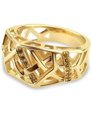 Bellus Domina Plated Crossover Citrine Ring - Metallic