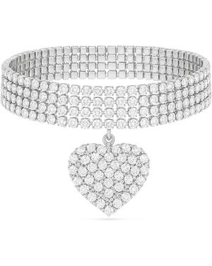 Maison De Gala Radiant Heart Crystal Choker - White
