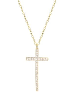 KAMARIA Long Cross Necklace With Crystals - Metallic