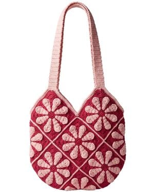 Ana Chic Daisy Granny Square Handmade Crochet Shoulder Bag - Red