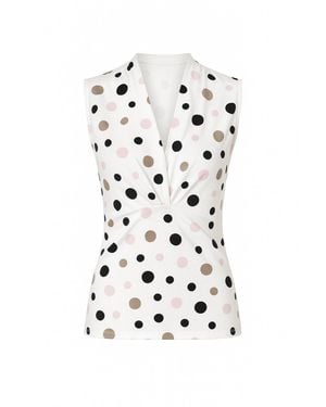 Conquista Sleeveless Polka Dot Jersey Top - White