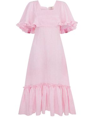 Lisa The Label La La Lady Venetian Dress Organic Linen - Pink