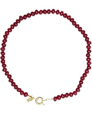 Christina Greene Sweet Stone Beaded Knotted Necklace - Red