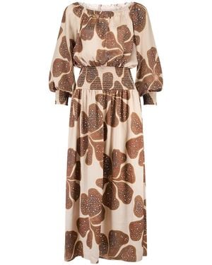 Traffic People Neutrals Full Bloom Cream And Floral Maxi Dress - Natural