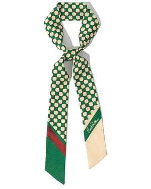 Lost Pattern Checkerboard Twilly Scarf - Green