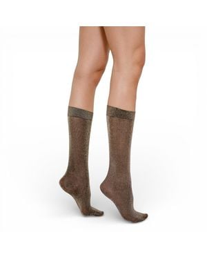 HIGH HEEL JUNGLE by KATHRYN EISMAN Glitterati Tall Socks - Brown