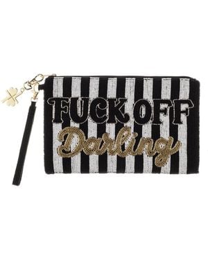 Laines London Fuck Off Darling Hand Beaded Pouch - Black