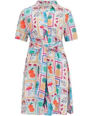 Sugarhill Dessie Mini Shirt Dress Off, Jungle Tile - White