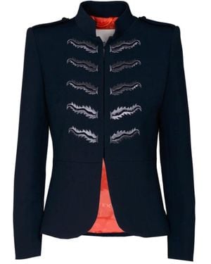 The Extreme Collection Blazer With Mandarin Collar Extreme Prive - Blue