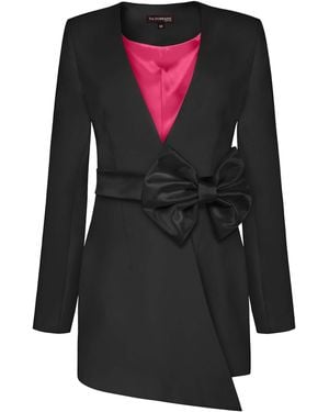 Tia Dorraine Pearl Blazer With Detachable Bow Belt - Black