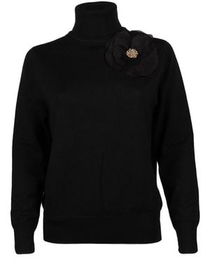 Laines London Laines Couture Embellished Corsage Knitted Roll Neck Jumper - Black