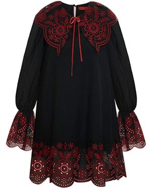 Pcfg The Broderie Anglaise Edit Embroidered Detail Mini Dress - Black