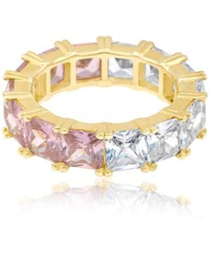 SHYMI Half And Half Prong-Set Eternity Band - Metallic