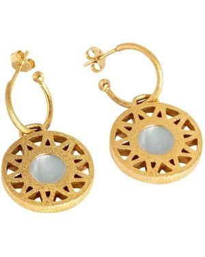 Claire Hill Designs Geometric Mother Of Pearl Hoop Earrings - Metallic