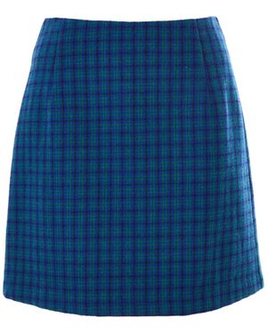 Louche Aubin Wyoming Check A-Line Mini Skirt - Blue