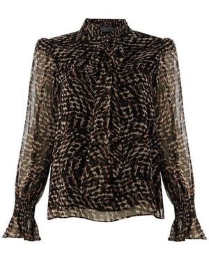 Exquise Kara High Neck Chiffon Blouse - Black