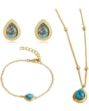 Lila Rasa December Birthstone Attracts Luck, Peace & Protection. Jewellery Set Necklace, Earring & Bracelet - Metallic