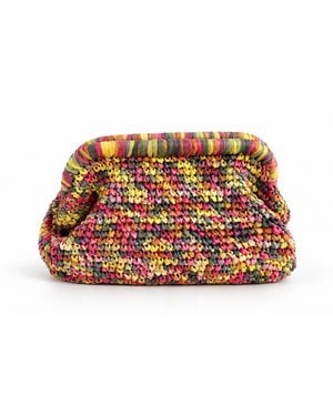 Nuvv Collection Handmade Multicolor Paper Yarn Clutch Bag - Red