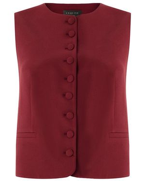 Exquise Regular V-Neck Sleeveless Elowyn Vest - Red