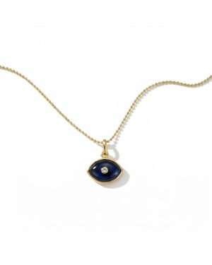 Heather Hawkins Jewelry Evil Eye Pendant-Filled Ball Chain Necklace - Metallic