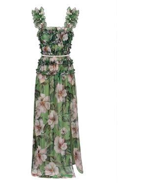 Nur Karaata Silk Heirloom Beachdress - Green
