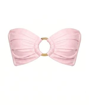 Montce Pale Blush Silkie Tori Ties Bandeau Bikini Top - Pink