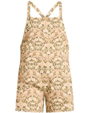 Known Supply Neutrals Adjustable Cotton Romper - Natural