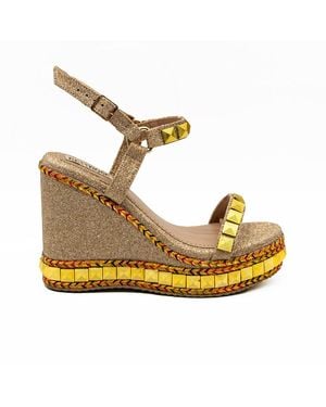 Rettrose Neutrals Rosalie Nude Hand Embellished Luxury Wedge Shoe - Metallic