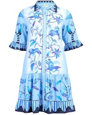 IslaPayal Lisbon Minidress Cotton Poplin - Blue