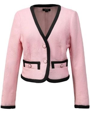 Smart and Joy Contrasting Bias Short Jacket - Pink