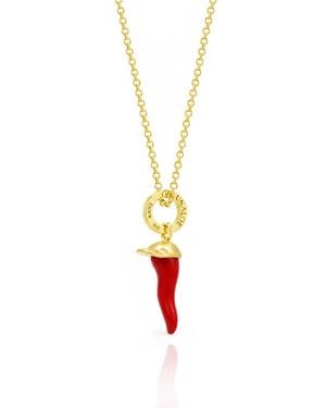 Unaloe Plated Sterling Italian Horn Necklace With Cap Detail - Metallic